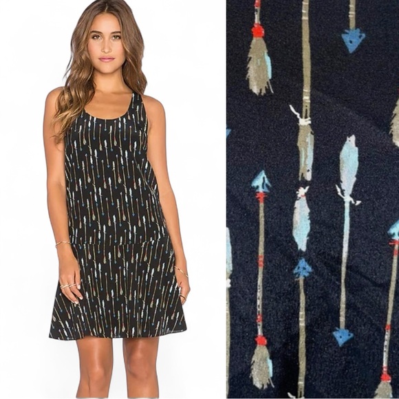 Joie Arianna Arrow Print Silk Shift Dress | Size M - Picture 1 of 8